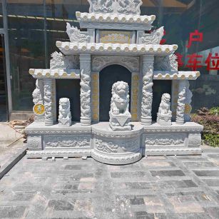 枣庄芝麻白中国黑石材套墓 花岗岩墓碑