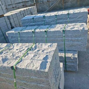 枣庄芝麻白自然面整石 坐凳